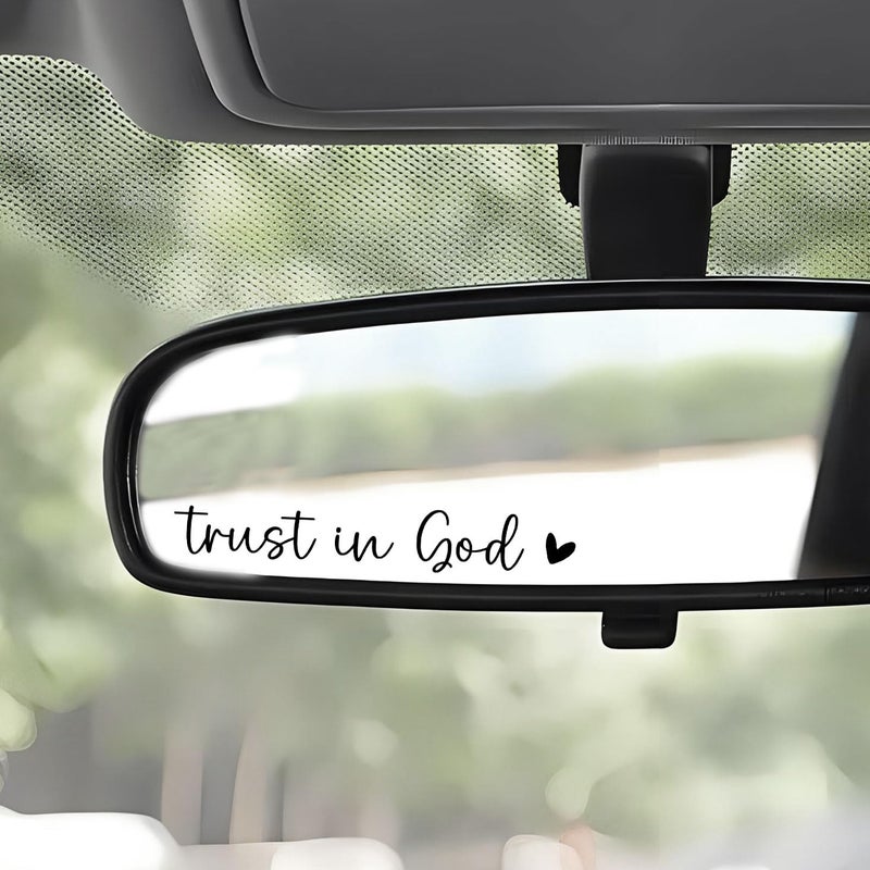 WCDHOR 2 x Trust In God Rearview Mirror Decal Water Bottle Stickers Affirmation Reminder Sticker Laptop Bumper Sticker Tumbler Vinyl Sticker Car Mirror Decal New Car Decor (Trust In God, Black) - Image 1